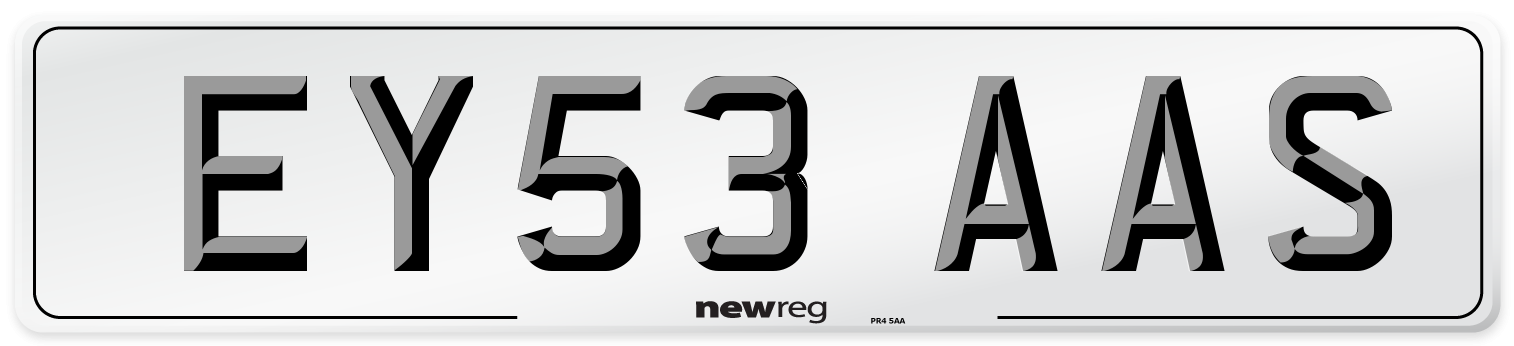 EY53 AAS Number Plate from New Reg